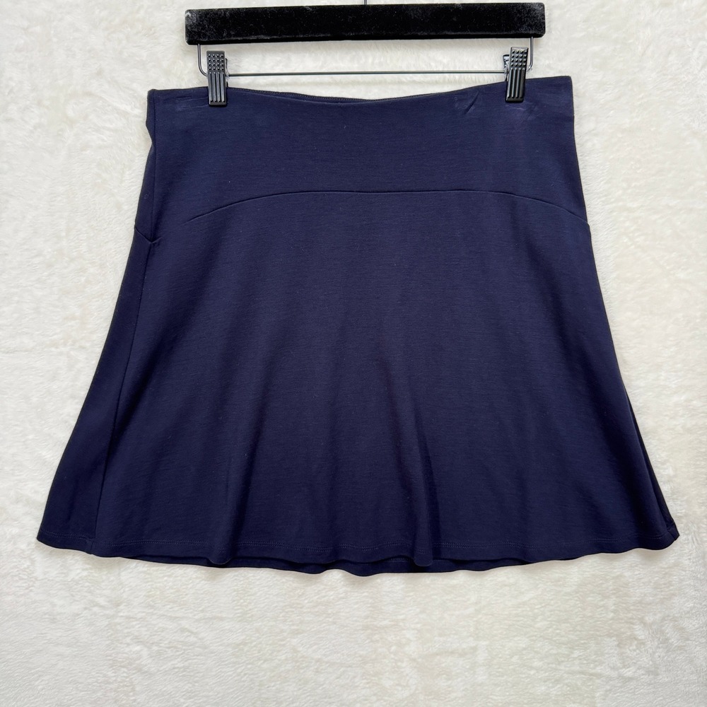 LOFT Skirt Womens Medium Navy Blue A-Line Ponte Knit‎ Elastic Waist